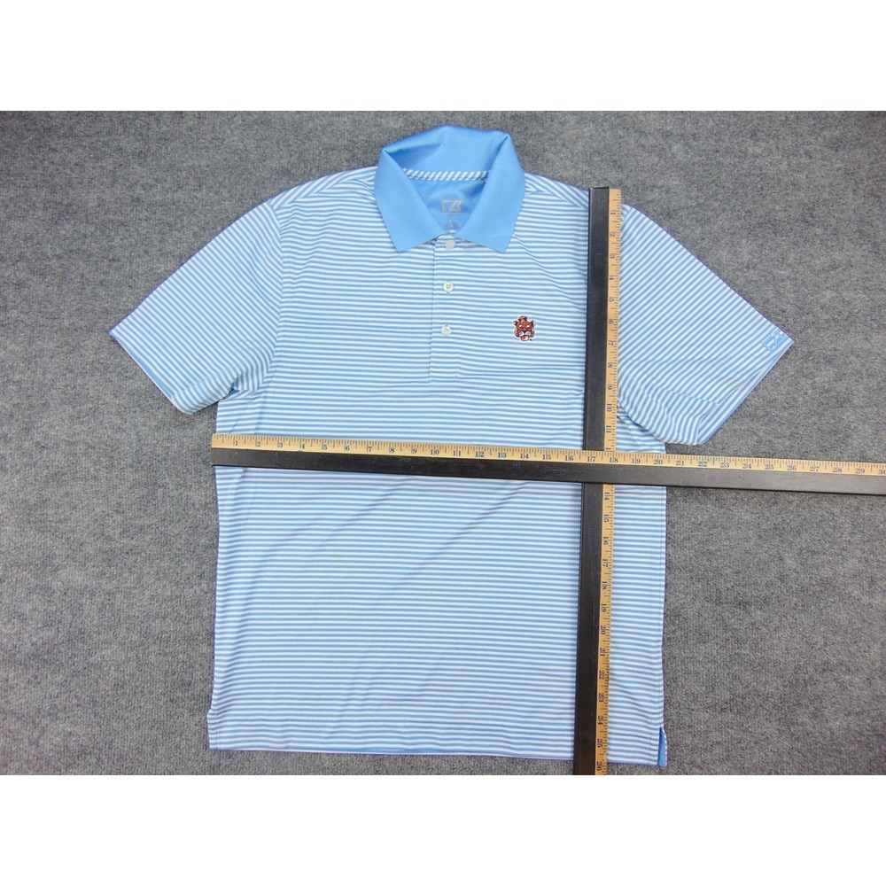 Auburn Tigers Polo Mens Small Blue Striped Cutter & Buck Performance - Picture 5 of 9